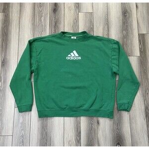 Adidas Green Vintage Crewneck Pullover Sweatshirt Mens Sz XL Fleece Center Logo